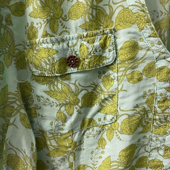 Matilda Jane 3/4 Sleeve Blouse Green with leaf print Medium Tunic Pullover - Picture 4 of 8